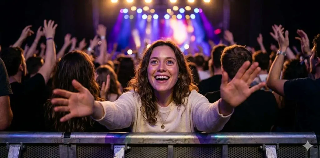 Fan enjoying concert from the front row