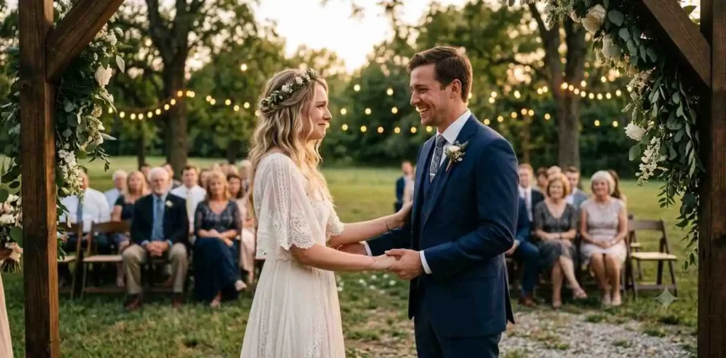 Couple exchanging vows in Nashville wedding ceremony
