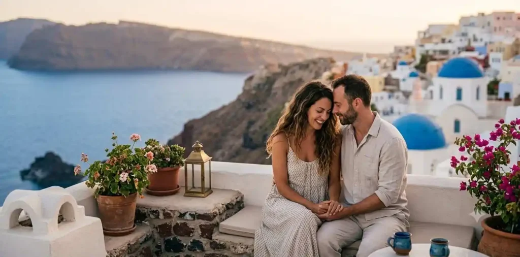 Couple holding hands on a beach at sunset