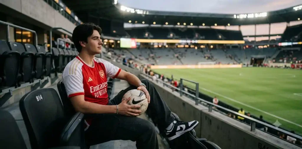 Stylish football fan at stadium