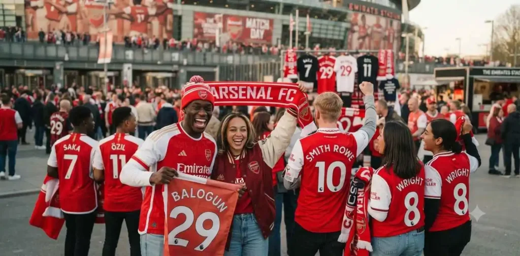 Supporters cheering together before the football match