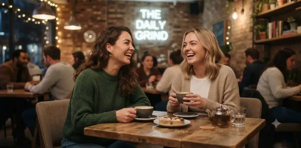 Best friends sharing a café moment together