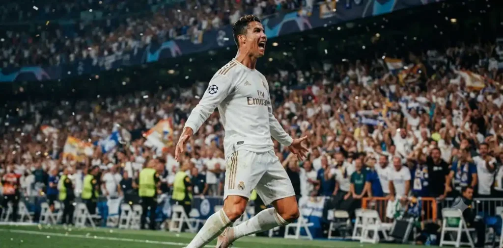 Football player celebrating with confident victory pose