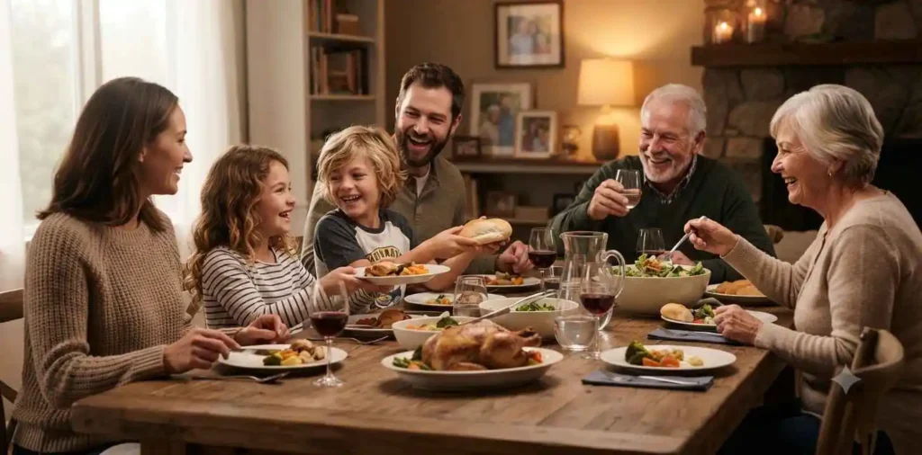 Children enjoying a family dinner together