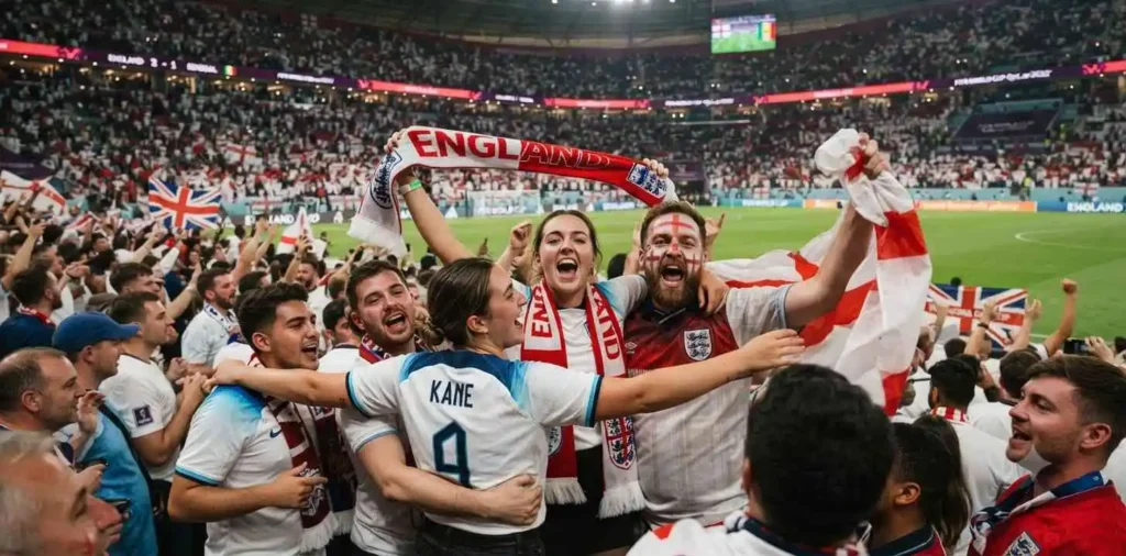 England fans cheering during World Cup match
