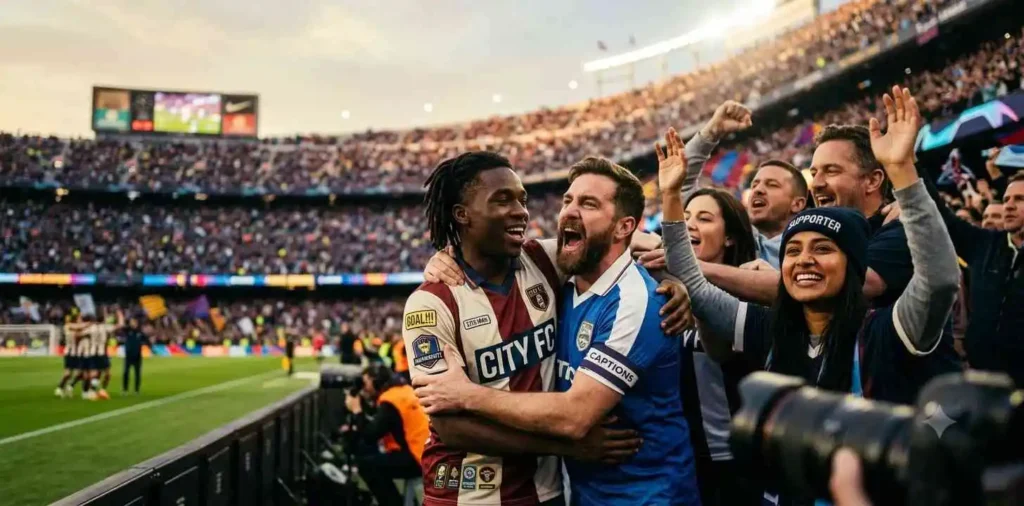 Fans celebrating football victory