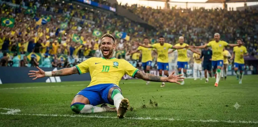 Football player celebrating a winning goal