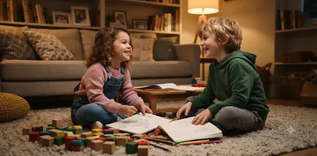Children enjoying a playful indoor moment
