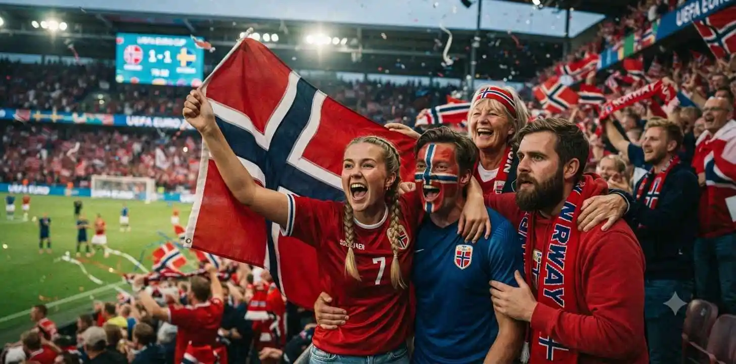 Norway supporters at UEFA Euro match