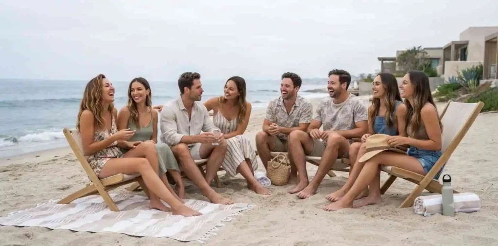 Friends relaxing during a beach vacation