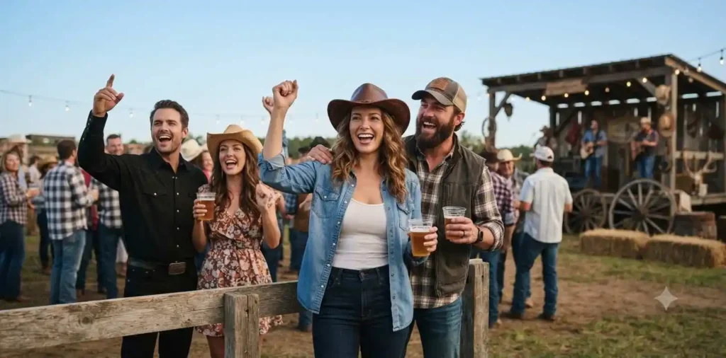Friends enjoying a country music concert