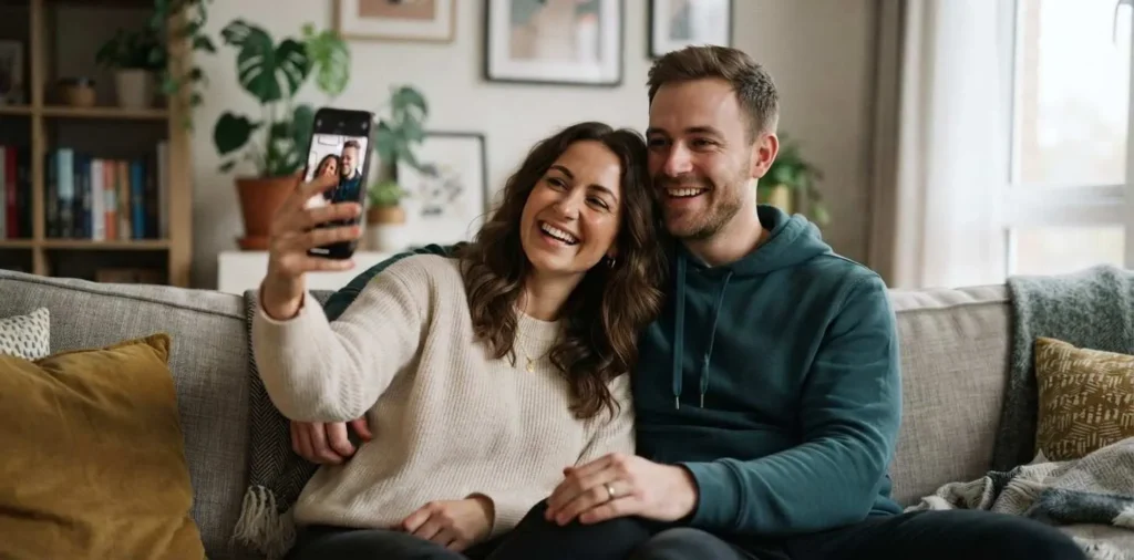 Couple taking a cozy selfie together