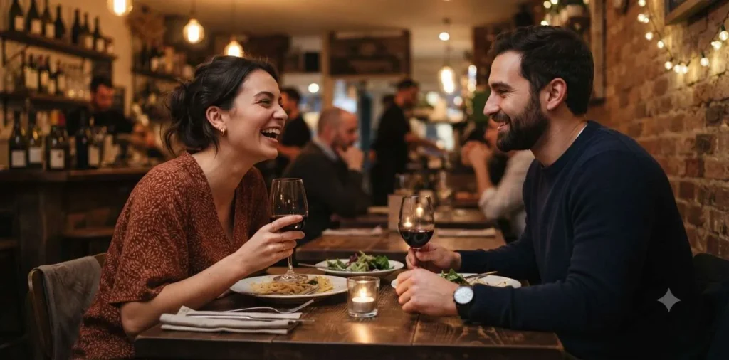 Couple enjoying a cozy evening date