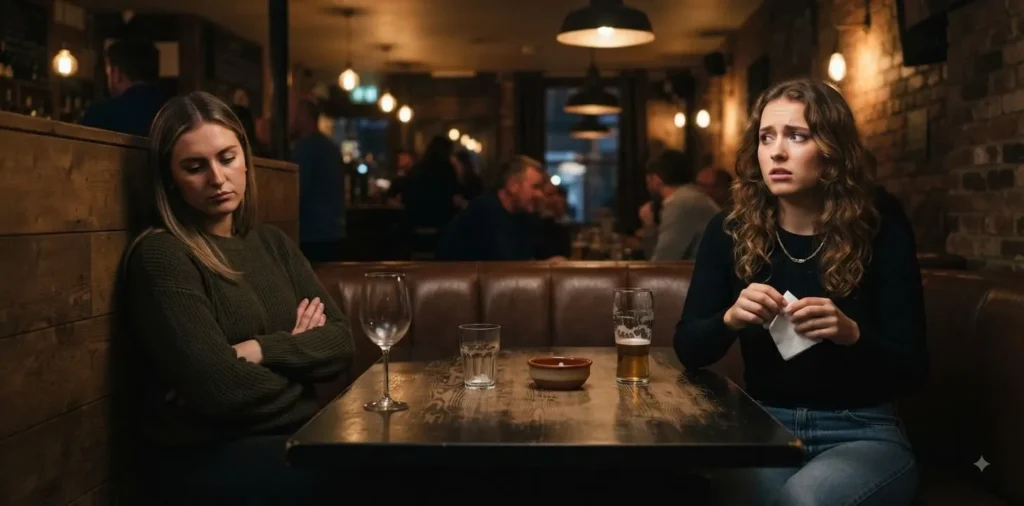 Friends sitting apart after a difficult conversation
