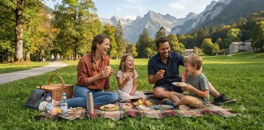Family laughing together during a vacation