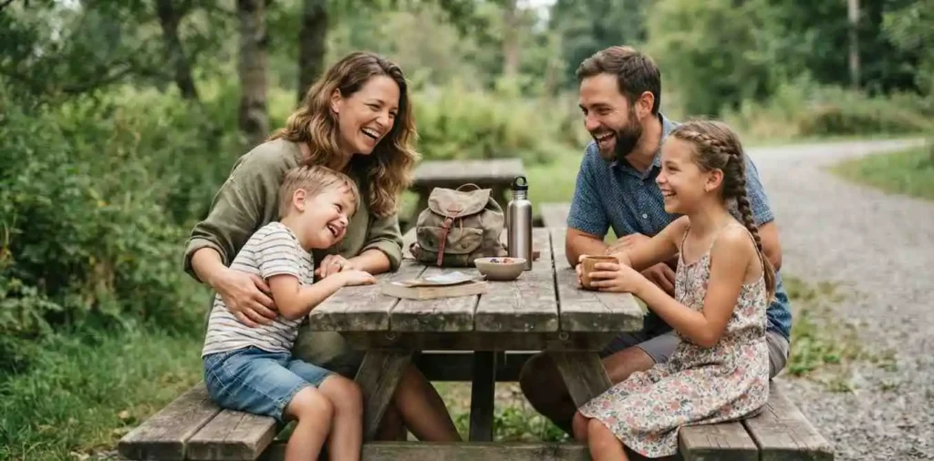 Family enjoying a peaceful vacation together