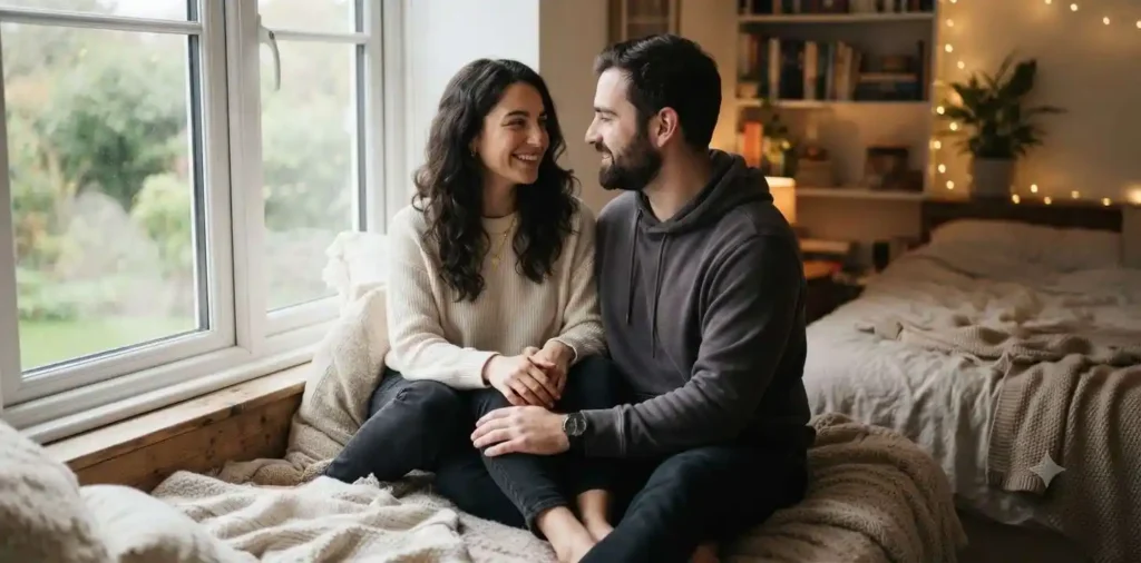 Couple sharing a quiet affectionate moment