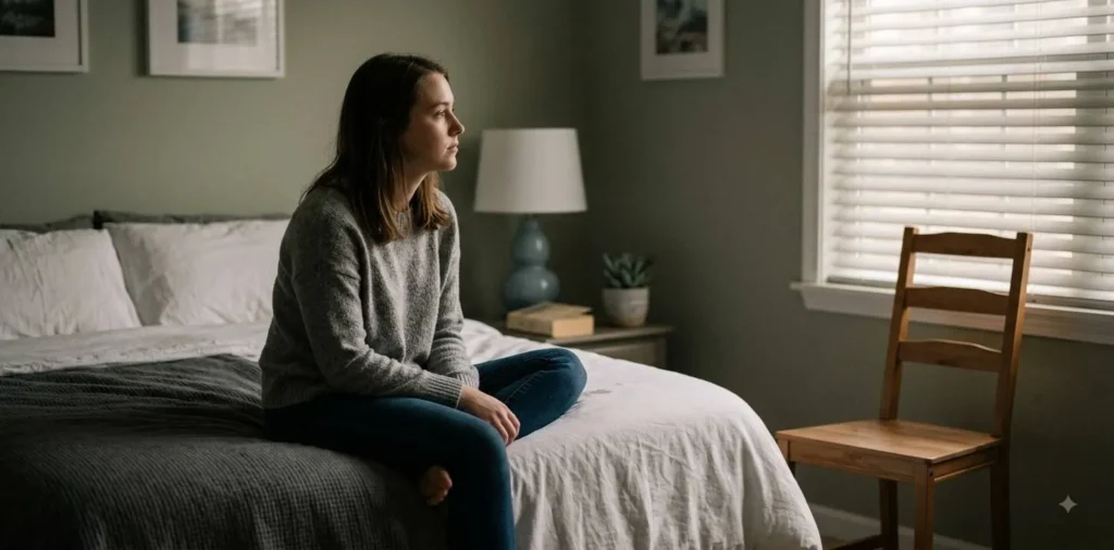 Person sitting alone remembering a relationship