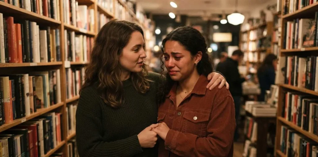 Friends sharing a meaningful moment indoors