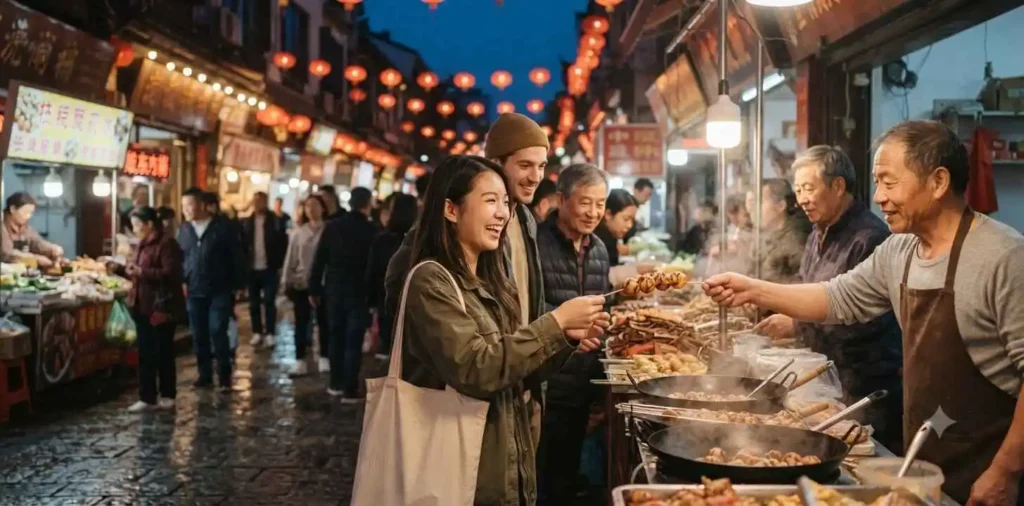 People exploring Chinatown night market