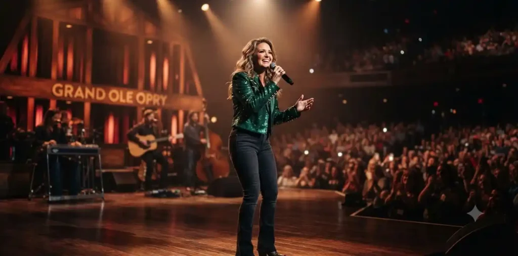 Singer performing on the famous Opry stage