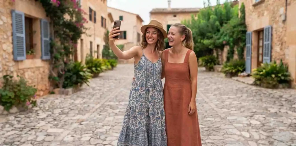 Friends taking a vacation selfie together